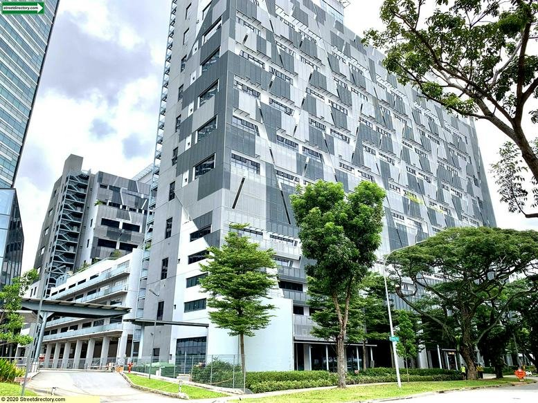 Exterior view of the modern geometric facade at CT HUB 2.