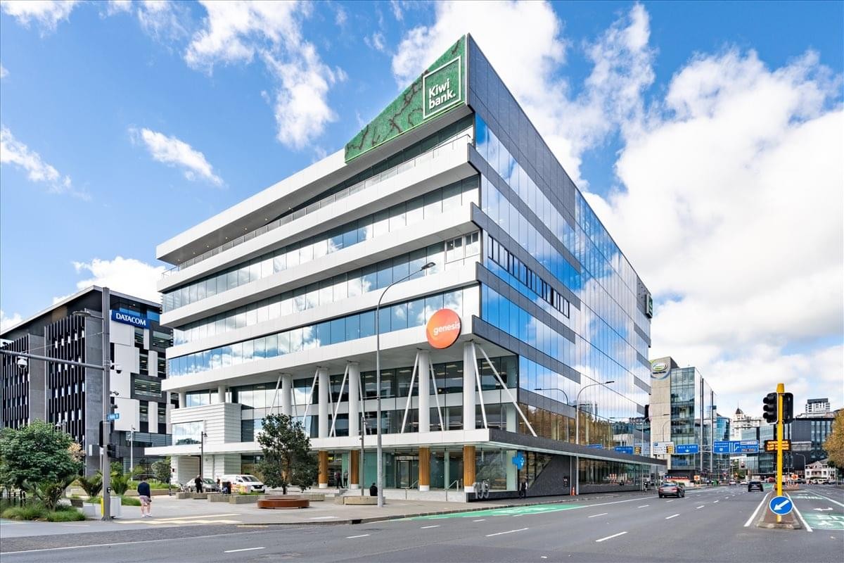 Exterior view of the contemporary glass and steel building at 155 Fanshaw Street.