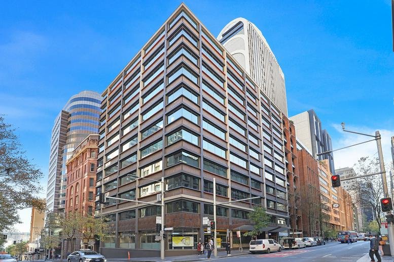 Exterior corner view of the multi-story commercial building at 171 Clarence Street.