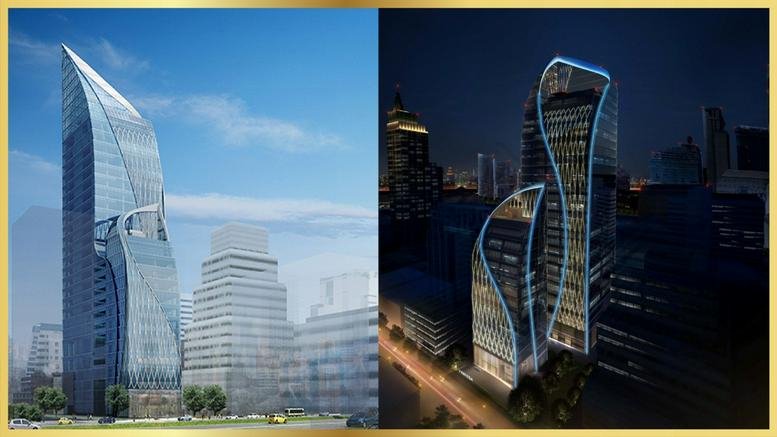 Exterior view of the modern curved glass facade of 29 Vanissa Building.