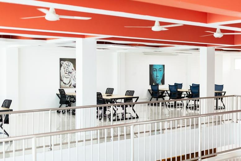 Upper mezzanine view of the office space at 59 Chao Fah Tawan Tok Rd.