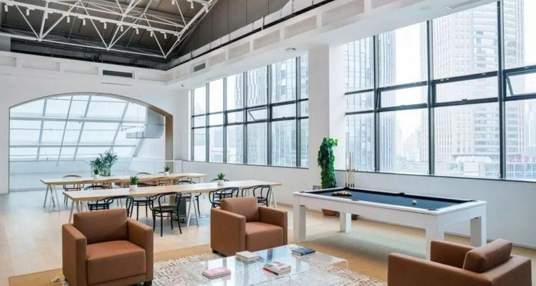 Spacious open-plan lounge and coworking area at Block A, Golden Eagle Center.