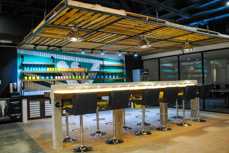 Stylish industrial cafe bar at Metrowalk Commercial Complex, Meralco Avenue, Barangay Ugong, Pasig City, Phi.