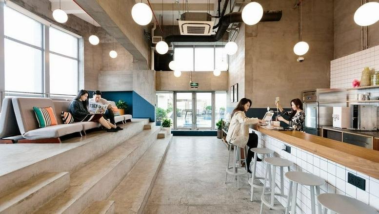 Spacious communal lounge at Fengcheng/Wenjing Road Junction, Xi'an Economic and Technological Development Zo, Xian.