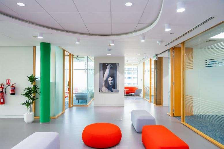 Spacious reception and breakout area at Convention Tower, Sheikh Zayed Road.
