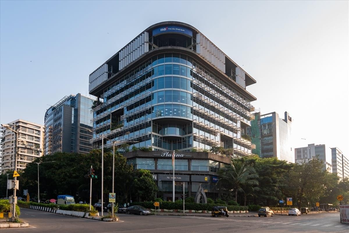 Exterior view of the glass-facade Platina building in Bandra Kurla Complex.