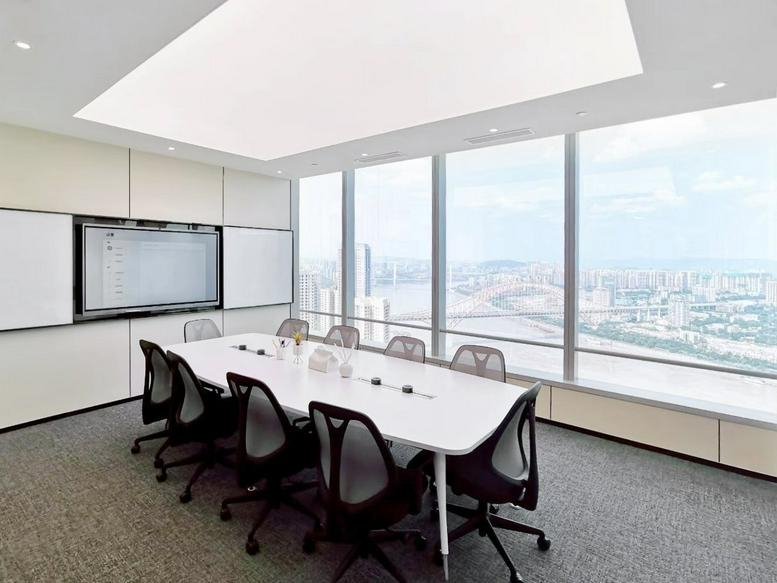Meeting room at IFC, No. 1 Qingyun Road, Jiangbeizui, Jiangbei District, Chongqing with floor-to-ceiling city views.
