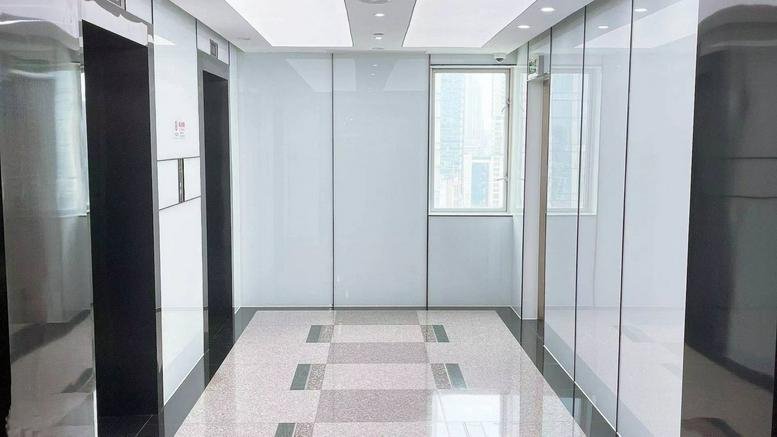 Modern elevator lobby at Floor 22 No. 83 Wanhangdu Road, Jing’an District, Shanghai.