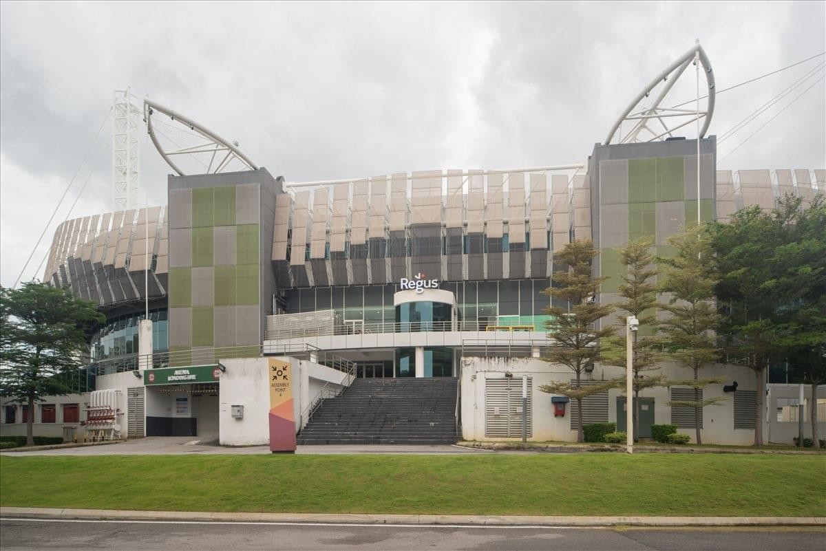 Exterior view of the modern architectural facade of Level 3A, SPICE Arena.