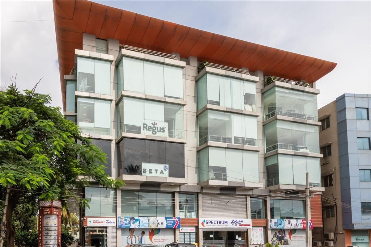 Exterior view of the glass-facade The Tejas Arcade, Subramanyanagar, Bangalore.