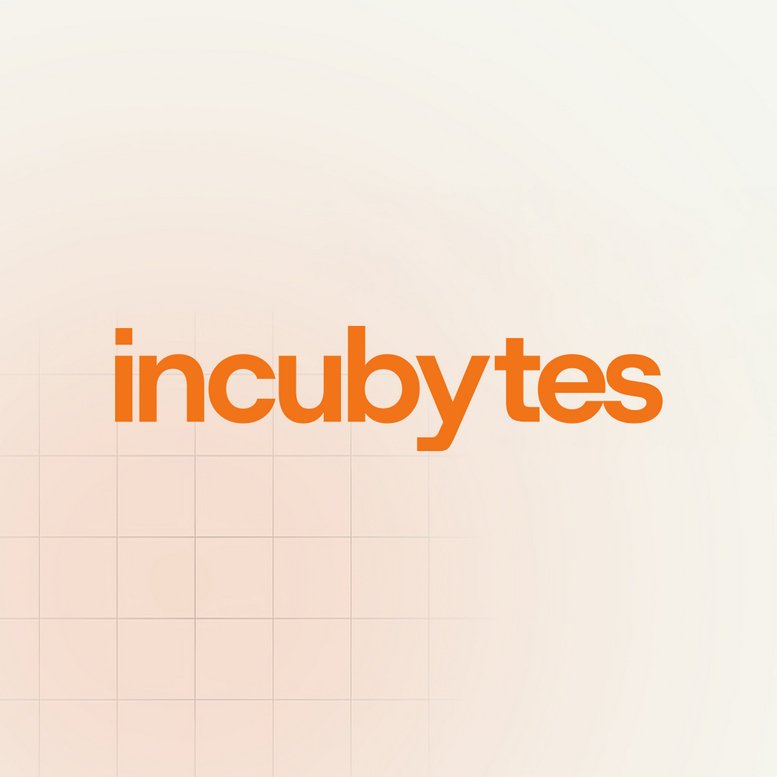 Orange incubytes logo on a grid background.