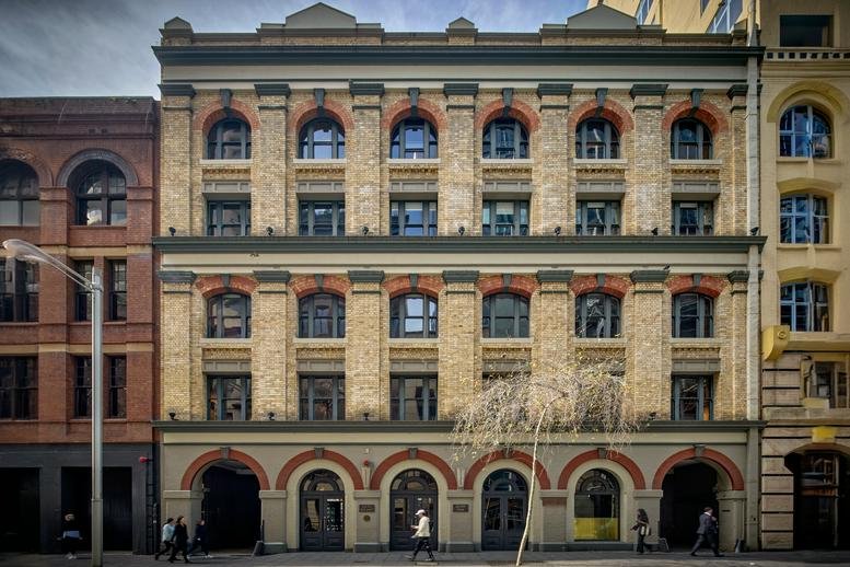 Grand historic brick and sandstone facade of 346 Kent Street, Level 4.