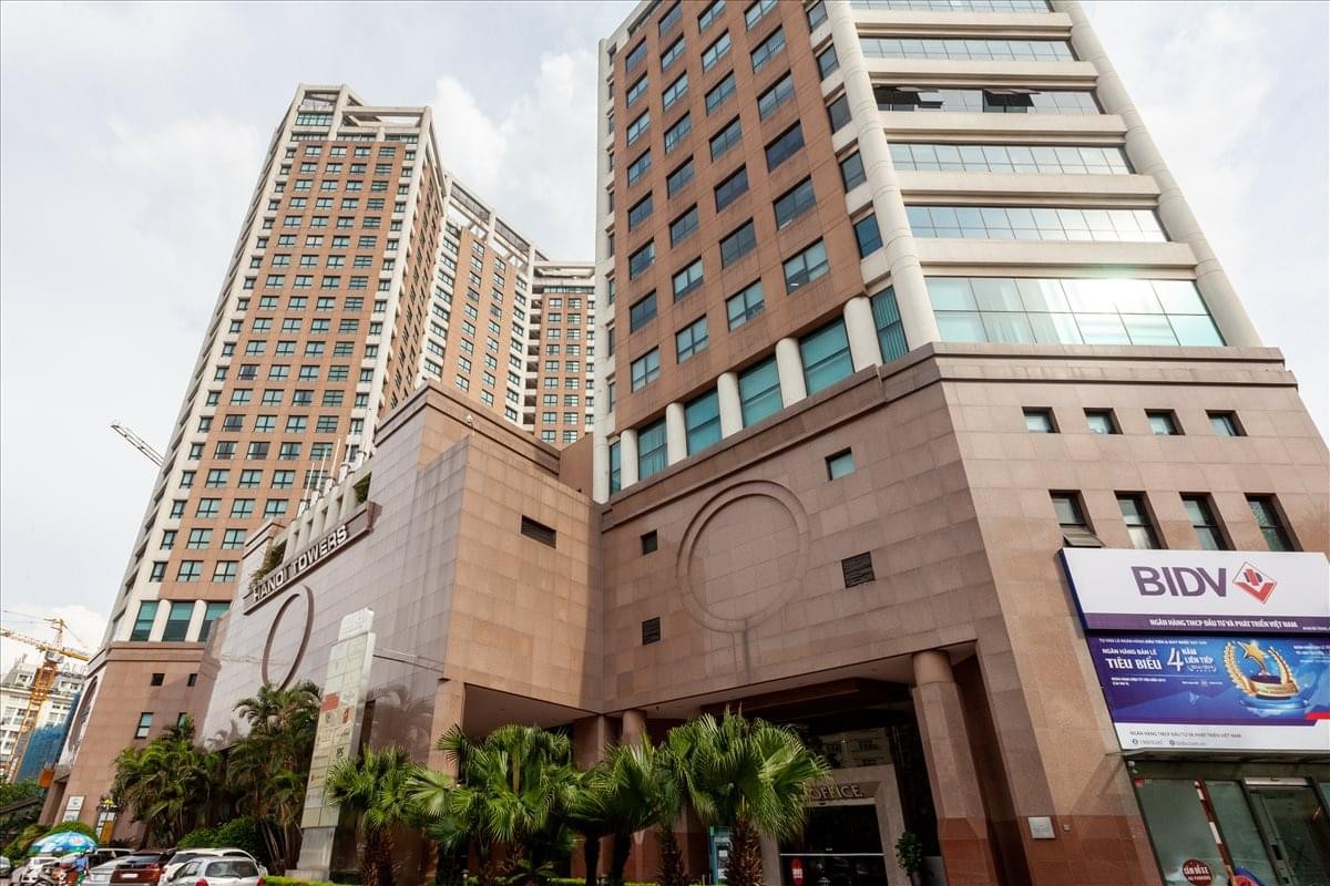 Exterior view of the multi-story commercial building at 49 Hai Ba Trung Street.
