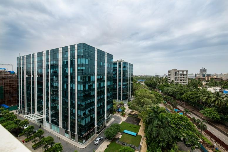 Exterior view of the glass-facade 4th North Avenue, Bandra Kurla Complex, Mumbai building.