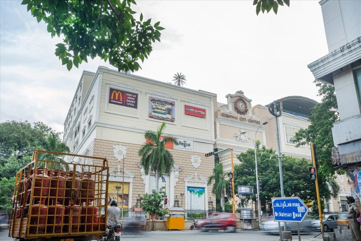 Exterior view of the Chennai Citi Centre building with its distinctive classical architectural facade.