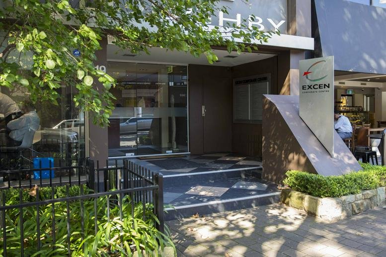 Street-level entrance of Executive Centre, 119 Willoughby Road, Crows Nest, Sydney, Australia.