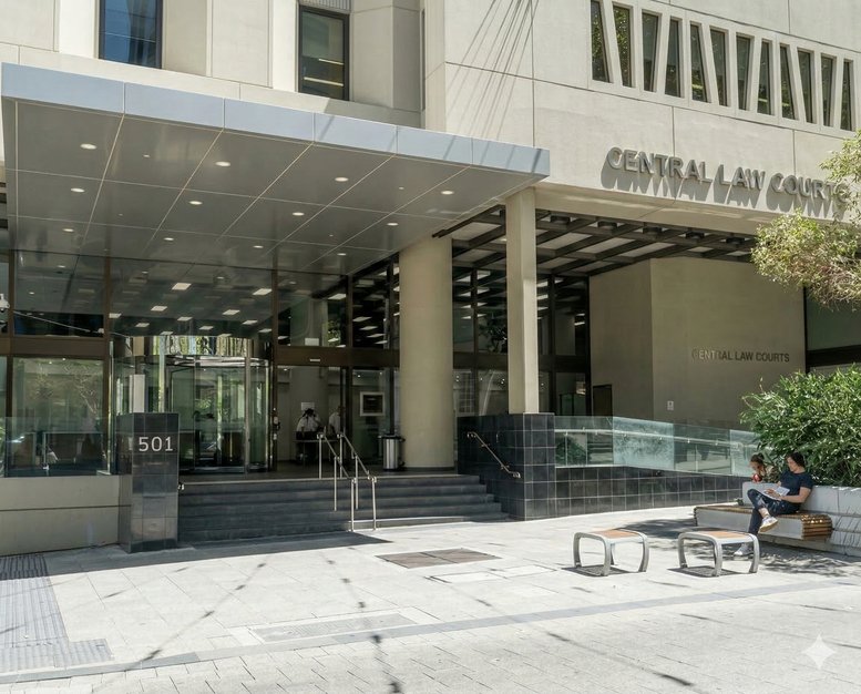 Exterior entrance of Business Hub Perth, Irwin Street, featuring the building facade and steps.