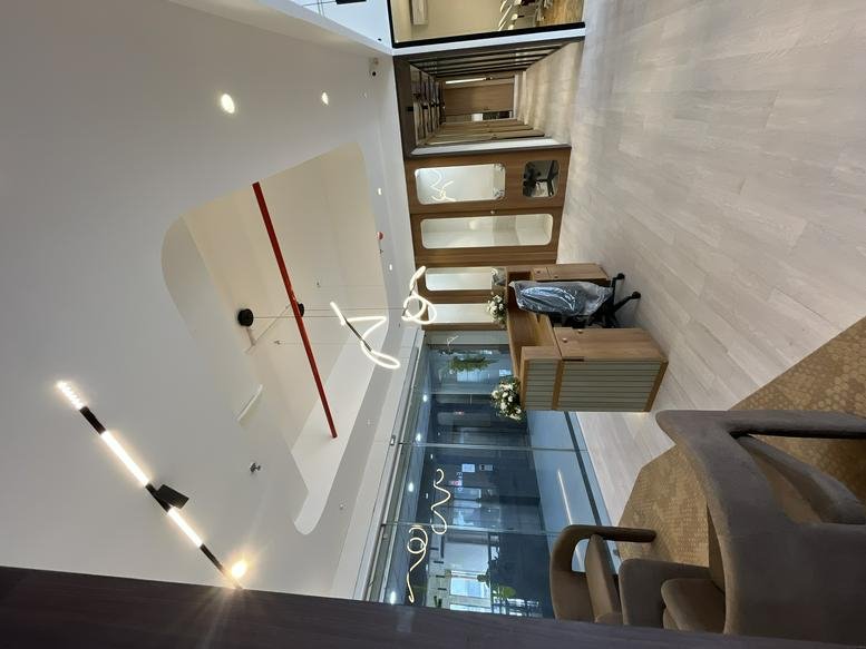 Wide view of a modern reception area at Exospace, Kamakhya Tower, GS Road, Guwahati, India.