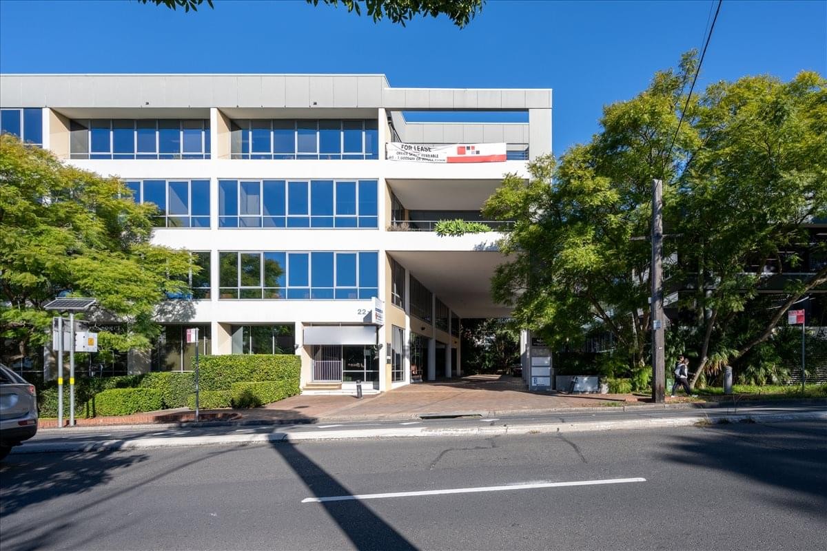 Exterior view of the professional office building at Level 1, 22-28 Edgeworth David Avenue.