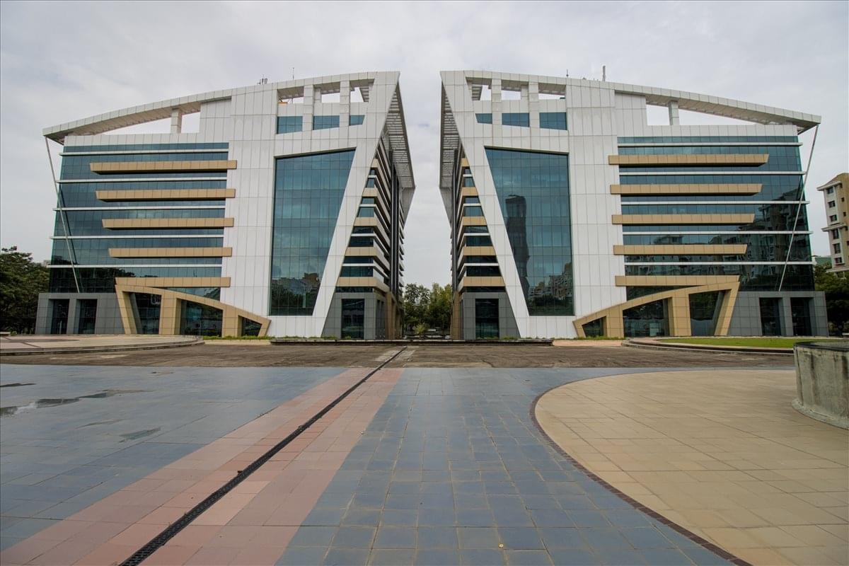 Exterior view of the twin-tower glass facade at Pentagon P-2, 6th Floor, Magarpatta City.
