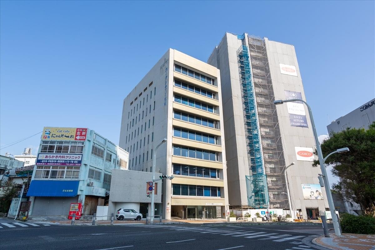 Exterior view of the Hawk City Naha Building in Okinawa.