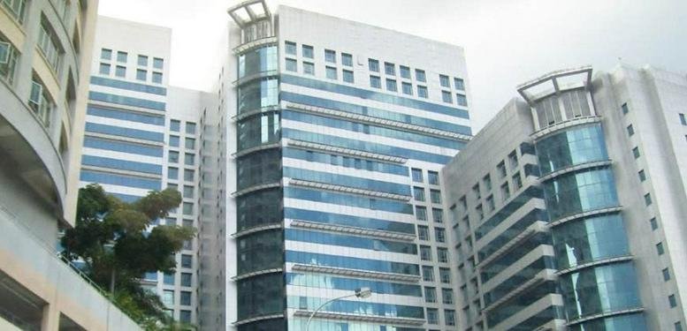 Exterior view of the modern glass-facade Plaza Sentral, KL Sentral office complex.