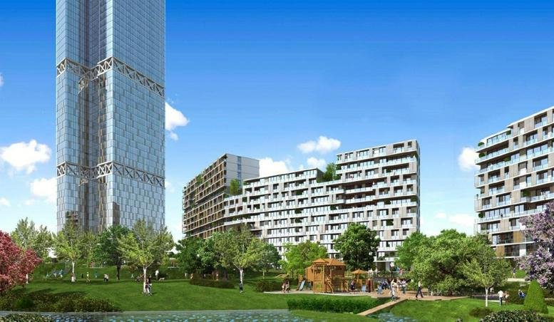 Exterior view of the glass skyscrapers and modern residential buildings at Tantavi Mahallesi, Estergon Cd, Blok No: 24.
