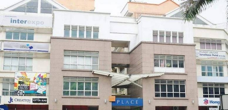 Exterior view of the multi-story commercial building at The Place, Jalan PJU 8/5G.