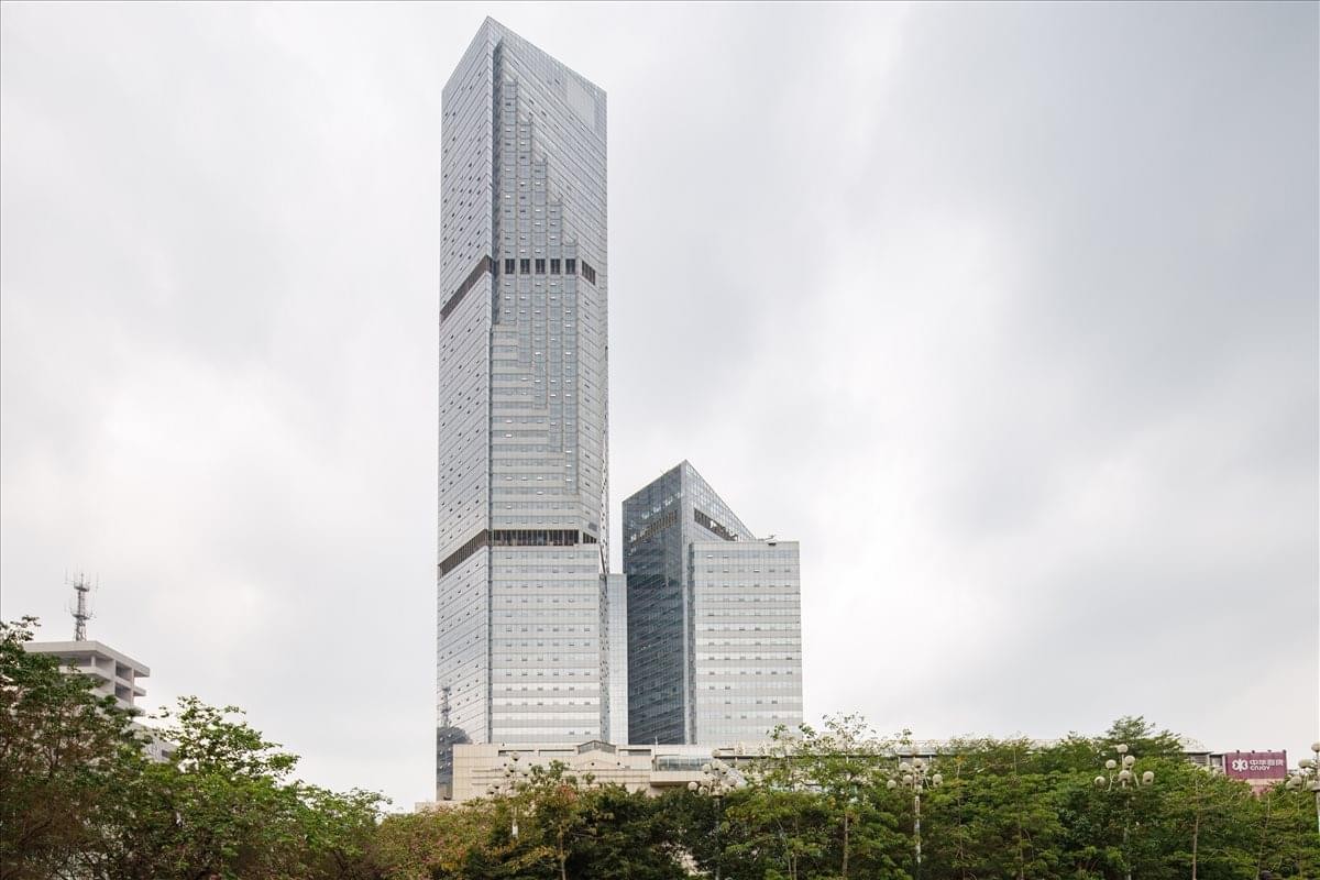 Exterior view of the glass skyscrapers at Tower A, China International Centre.