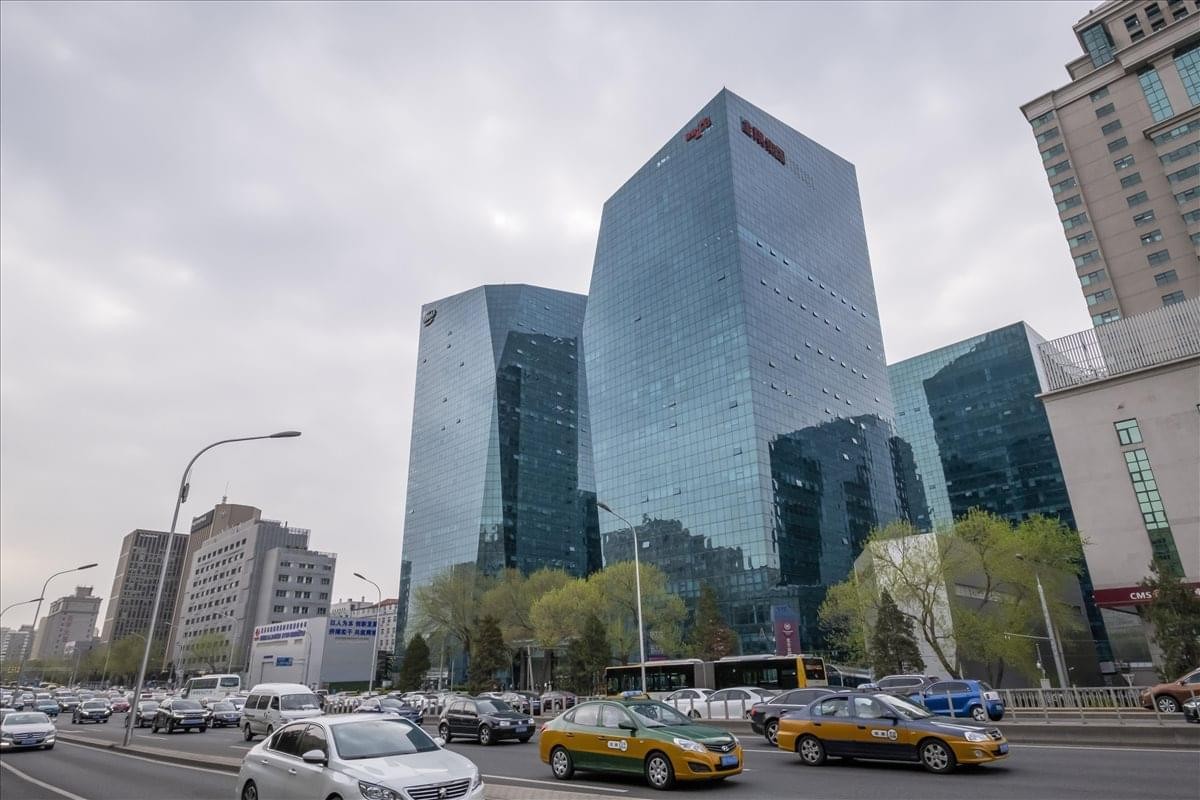 Exterior view of the glass-facade towers at Global Trade Centre.