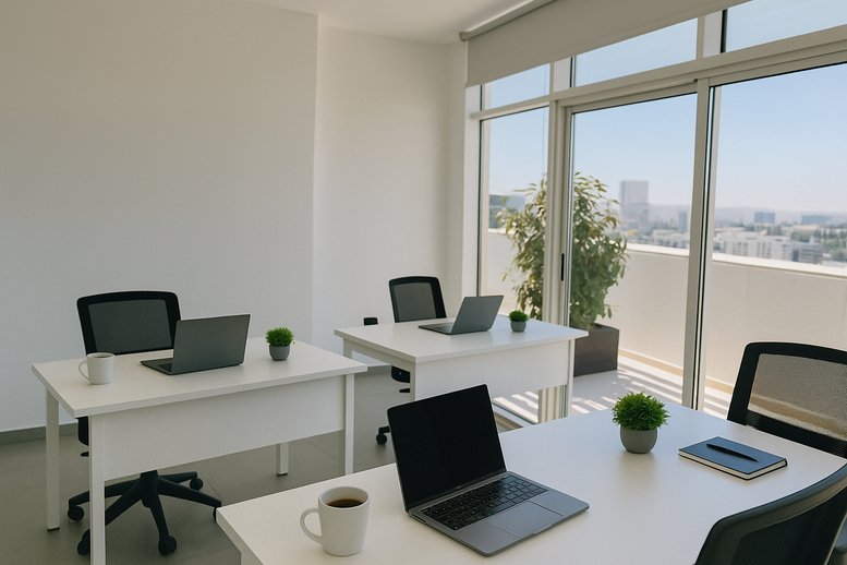 Professional boardroom at Suliman Al Nabulsi Street, building 34, featuring wood paneling and halo lighting.