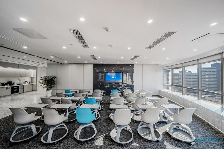 Spacious modern seminar room at Tower 2, Chengdu International Finance Center with ergonomic chairs and city views.