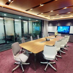 Professional shared office room with natural light and workstations, Hysan Avenue, Causeway Bay, Hong Kong.
