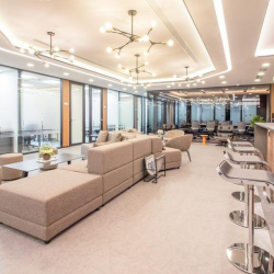 Large corporate meeting room with glass walls and conference table, The Lee Gardens, Hong Kong.