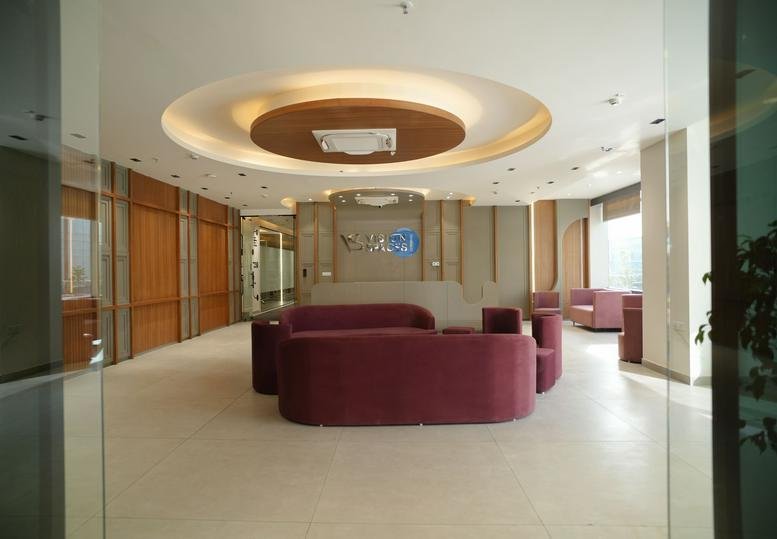 Elegant reception lobby at Vision busines, Vision Spaces Coworking, A-Block (4th Floor), Plot No 21, Knowledge Park 3.