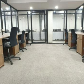 Interior view of the office space at 3 rd floor 2/7 whs kirti nagar with desks and glass partitions.. Click for details.