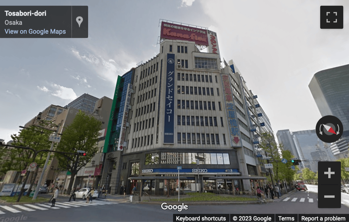 Street View image of 8F Keihan Yodoyabashi Building, 3-2-25 Kitahama Chuo-ku Osaka-shi