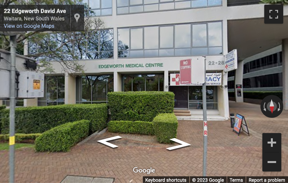 Street View image of Level 1, 22-28 Edgeworth David Avenue, Hornsby, New South Wales, Australia