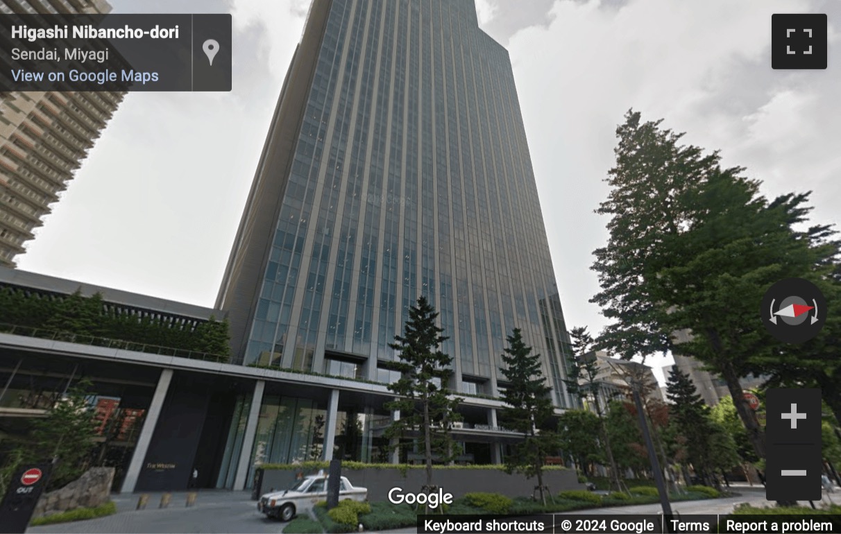 Street View image of Sendai Trust Tower, 1-9-1 Ichibancho Aoba-ku Sendai Miyagi, Tokyo