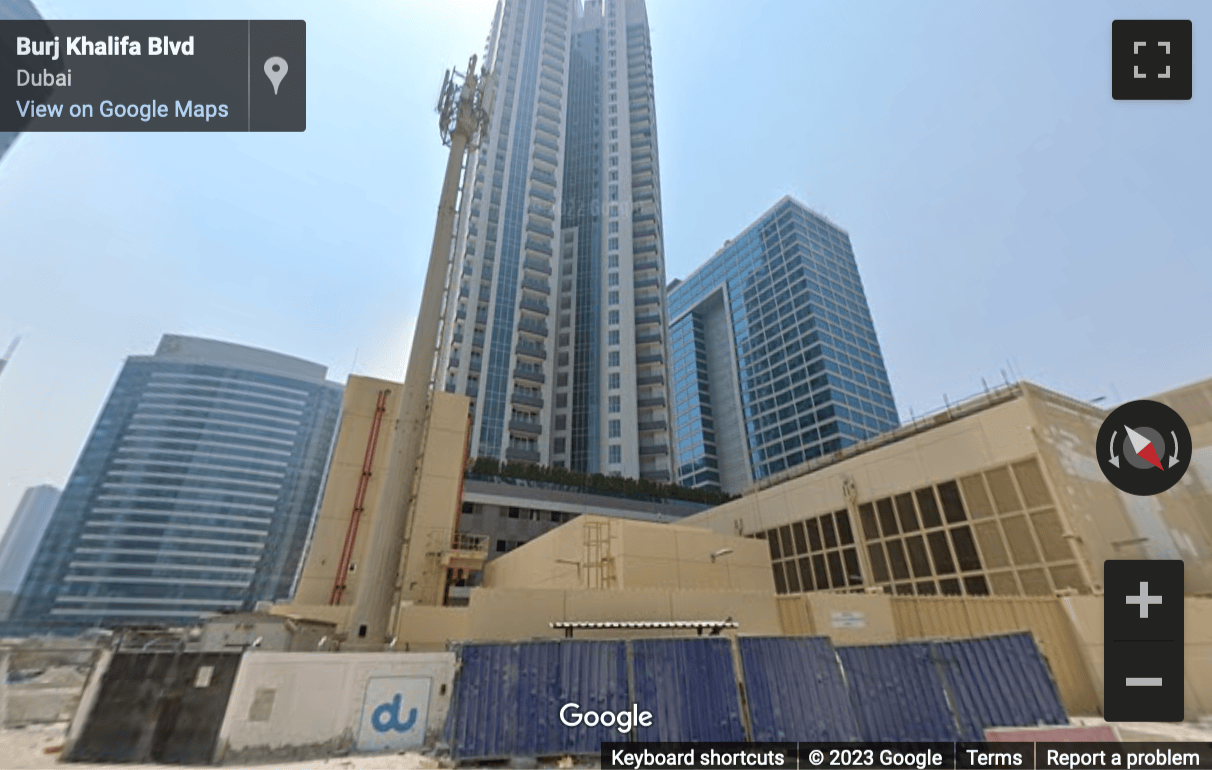Street View image of Burj Khalifa Boulevard, Business Bay, Dubai