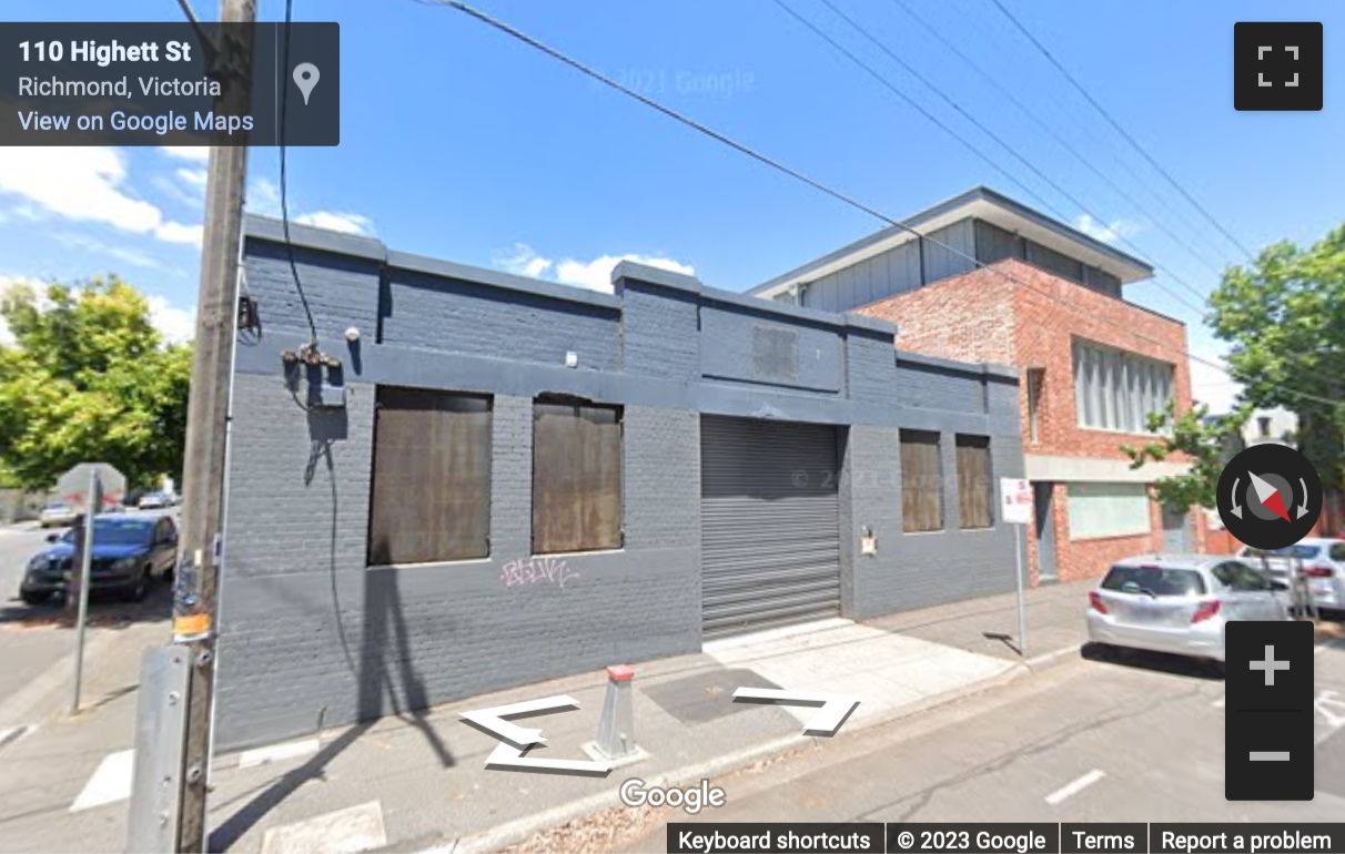 Street View image of 110 Highett Street, Richmond, Melbourne, Victoria