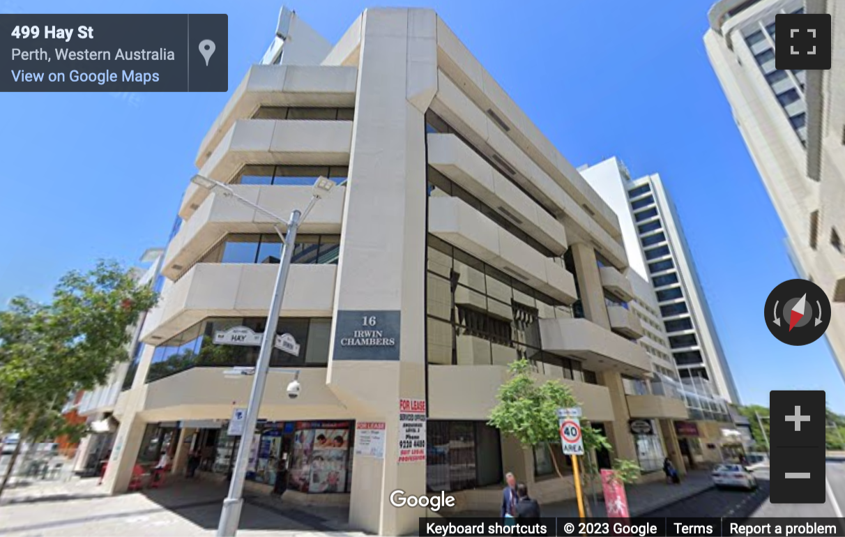 Street View image of 16 Irwin Street (L3), Perth, Western Australia