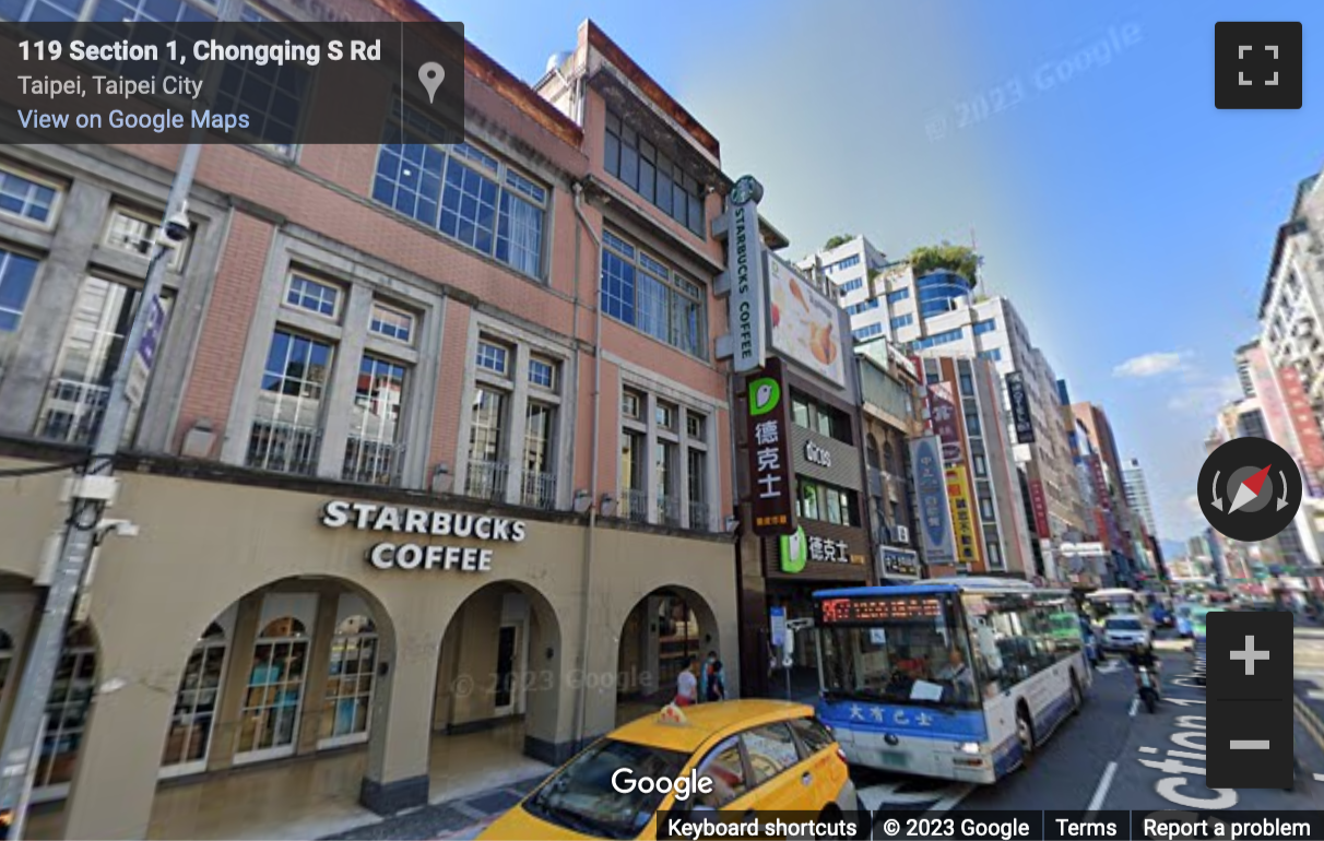 Street View image of 119, Section 1, Chongqing South Road, Zhongzheng District, Taipei